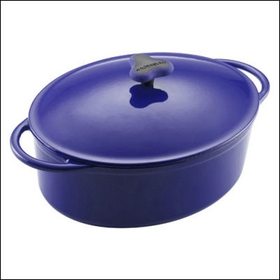 Cast Iron 5.25-Quart Covered Oval Casserole in Blue