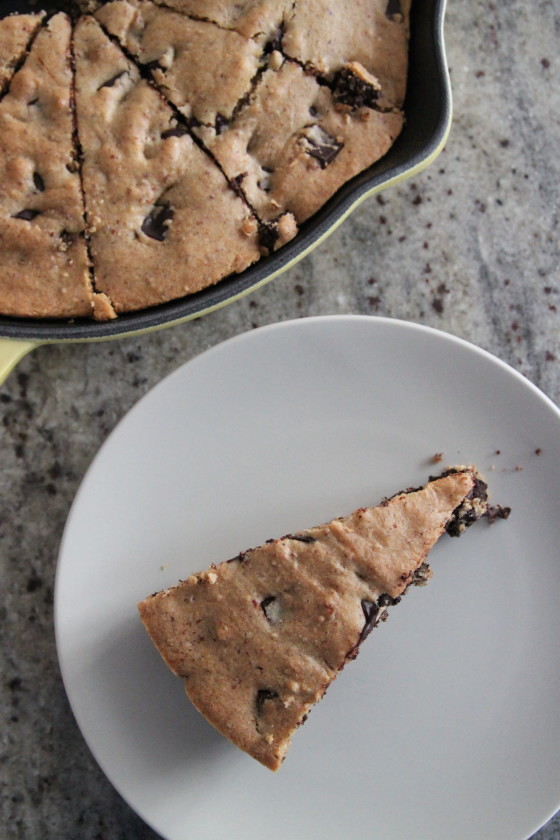 gluten free chocolate chunk skillet cookie