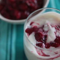 vanilla bean yogurt with orange cranberry sauce